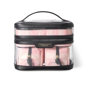 Victoria's Secret Transparent Cosmetic Case with Pink Accents